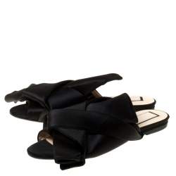 N21 Black Satin Knot Flat Mules Size 35.5