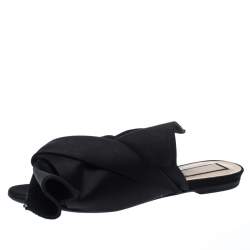 N21 Black Satin Knot Flat Mules Size 37.5