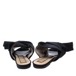 N21 Black Satin Knot Flat Mules Size 37.5