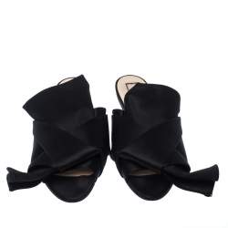 N21 Black Satin Knot Flat Mules Size 37.5