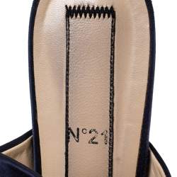 N21 Blue Satin Knot Embellished Mules Size 37
