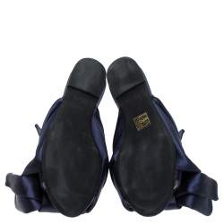 N21 Blue Satin Knot Flat Mules Size 37