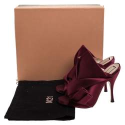 N°21 Burgundy Satin Ronny Pleated Mules Size 37