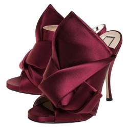 N°21 Burgundy Satin Ronny Pleated Mules Size 37
