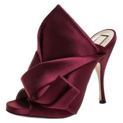 N°21 Burgundy Satin Ronny Pleated Mules Size 37