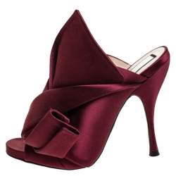 N°21 Burgundy Satin Ronny Pleated Mules Size 37