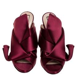 N°21 Burgundy Satin Ronny Pleated Mules Size 37