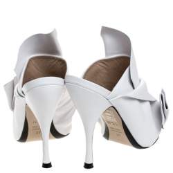 N21 White Leather Ronny Pleated Mules Size 37