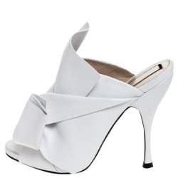 N21 White Leather Ronny Pleated Mules Size 37