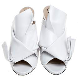 N21 White Leather Ronny Pleated Mules Size 37