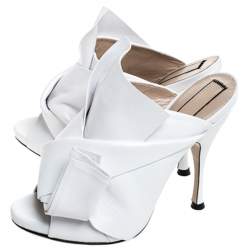 N21 White Leather Ronny Pleated Mules Size 37