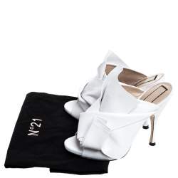 N21 White Leather Ronny Pleated Mules Size 37