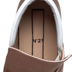 Pre Owned N21 Beige Satin Crystal Embellished Bow Skate Cat Slip on Sneakers Size 37