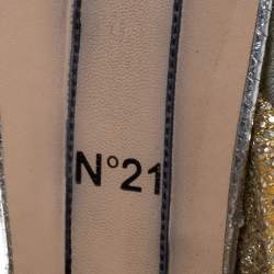 N21 Silver/Gold Glitter Fabric Raso Knot Espadrille Platform Wedge Sandals Size 39