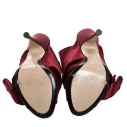 Pre Owned N°21 Burgundy Satin Ronny Pleated Mules Size 37
