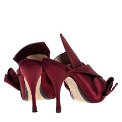 Pre Owned N°21 Burgundy Satin Ronny Pleated Mules Size 37