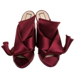 Pre Owned N°21 Burgundy Satin Ronny Pleated Mules Size 37