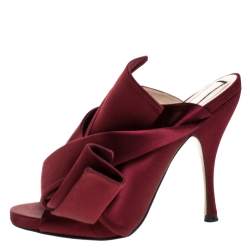 Pre Owned N°21 Burgundy Satin Ronny Pleated Mules Size 37