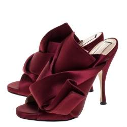 Pre Owned N°21 Burgundy Satin Ronny Pleated Mules Size 37