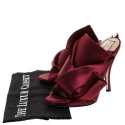 Pre Owned N°21 Burgundy Satin Ronny Pleated Mules Size 37