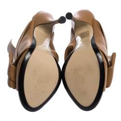 Pre Owned N21 Brown Leather Ronny Pleated Mules Size 38