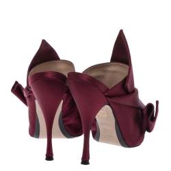 N21 Burgundy Satin Raso Knot Peep Toe Mules Size 40