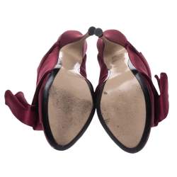 N21 Burgundy Satin Raso Knot Peep Toe Mules Size 40