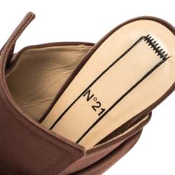N21 Brown Embellished Satin Knot Mules Sandals Size 38