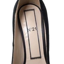 N21 Black/Purple Suede And Leather Block Heel Ankle Strap Sandals Size 38.5