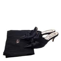 N21 Black Satin Knot Pointed Toe Heel Slippers Size 40