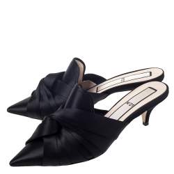 N21 Black Satin Knot Pointed Toe Heel Slippers Size 40