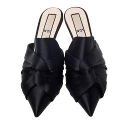 N21 Black Satin Knot Pointed Toe Heel Slippers Size 40