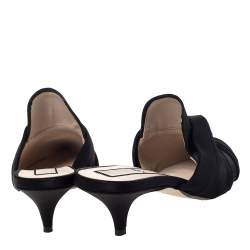 N21 Black Satin Knot Pointed Toe Heel Slippers Size 40