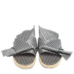 N21 Black White/Black Check Satin Open Toe Flat Slides Size 38.5