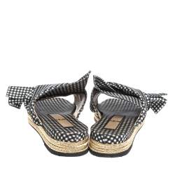 N21 Black White/Black Check Satin Open Toe Flat Slides Size 38.5