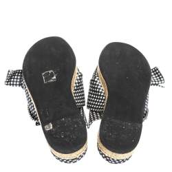 N21 Black White/Black Check Satin Open Toe Flat Slides Size 38.5