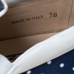 N21 Blue Polka Dot Satin Knotted Slip on Sneakers Size 38