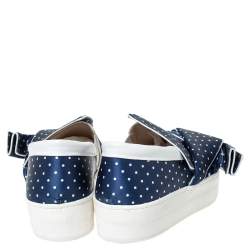 N21 Blue Polka Dot Satin Knotted Slip on Sneakers Size 38
