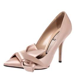 N21 Beige Satin Knot Pointed Toe Pumps Size 39