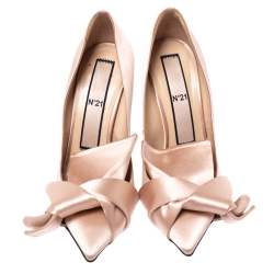 N21 Beige Satin Knot Pointed Toe Pumps Size 39