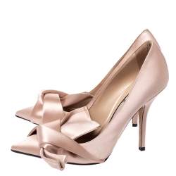N21 Beige Satin Knot Pointed Toe Pumps Size 39