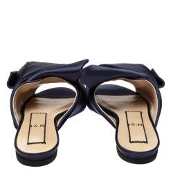 N°21 Blue Satin Knot Flat Mules Size 36