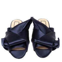 N°21 Blue Satin Knot Flat Mules Size 36