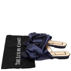 N°21 Blue Satin Knot Flat Mules Size 36
