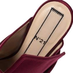 Pre Owned N21 Burgundy Satin Raso Knot Peep Toe Mules Size 38