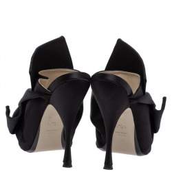 مملوكة مسبقًا N21 Black Satin Raso Knot Peep Toe Mules Size 39