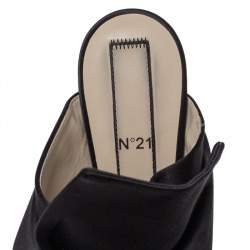 مملوكة مسبقًا N21 Black Satin Raso Knot Peep Toe Mules Size 39