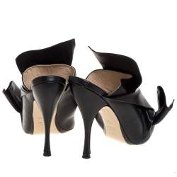 Pre Owned N°21 Black Leather Ronny Pleated Mules Size 38