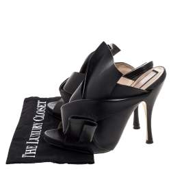 Pre Owned N°21 Black Leather Ronny Pleated Mules Size 38