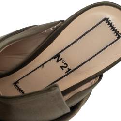 N21 Green Satin Raso Knot Peep Toe Mules Size 38
